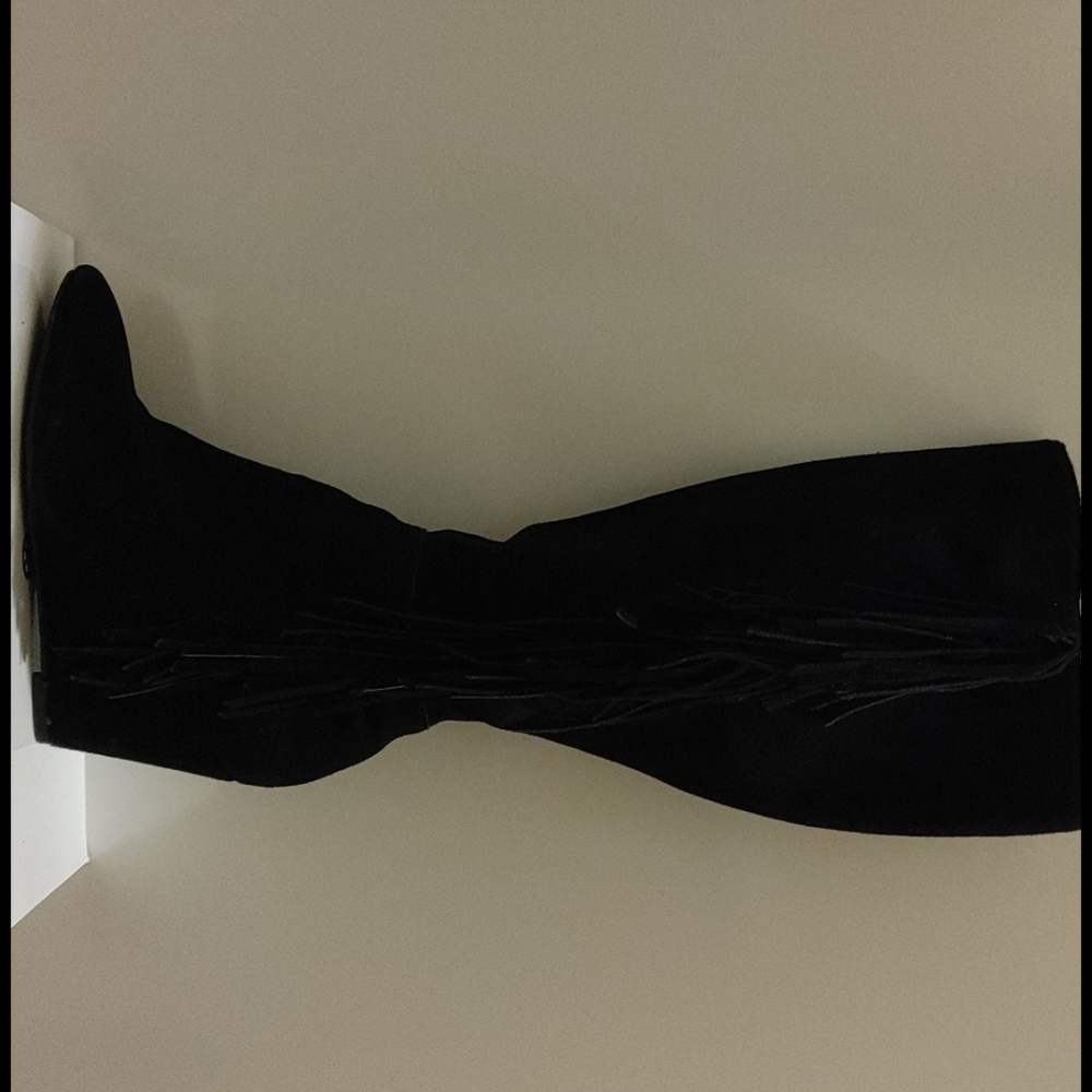 Black over the knee freyed boots